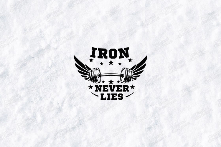 Iron Never Lies Winged Barbell Gym SVG Design