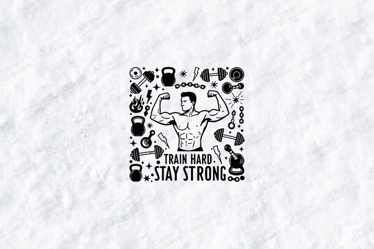 Train Hard Stay Strong Fitness Gym Motivational SVG