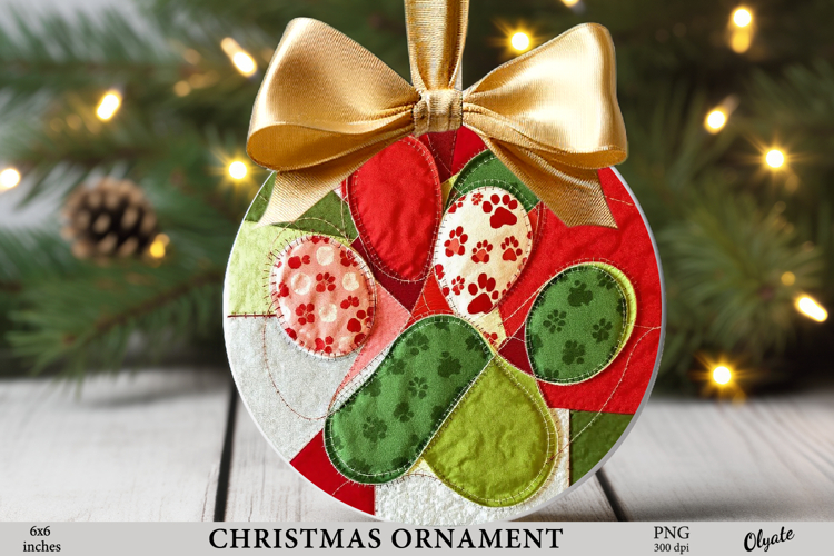Dog Christmas Ornament PNG, Paw Sublimation PNG