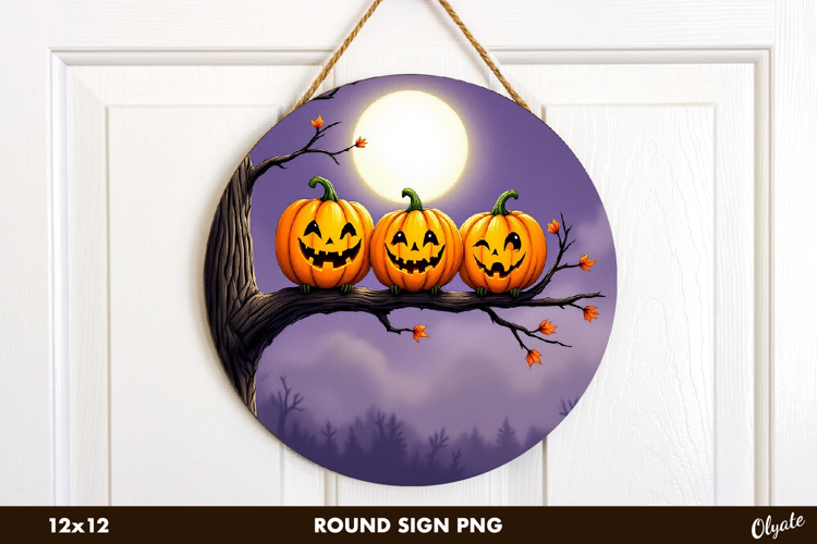 Funny Pumpkins, Halloween Round Sign PNG