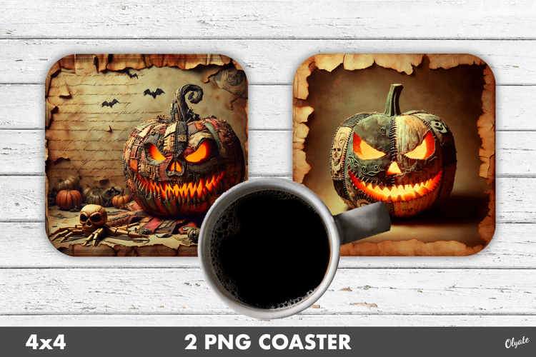 Monster Pumpkin Coaster. Halloween Retro Coaster PNG