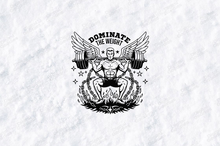 Dominate The Weight Gym Fitness Motivational Design