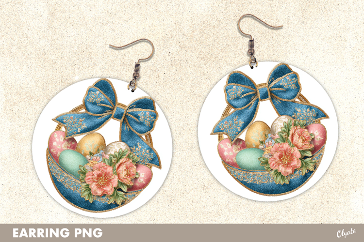 Easter Earrings with Leather Texture Sublimation PNG