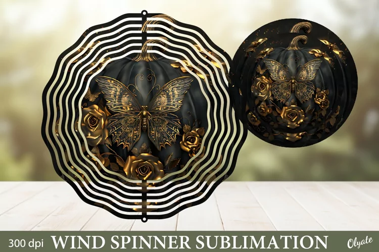 Dark Butterfly Wind Spinner. Autumn Wind Spinner PNG