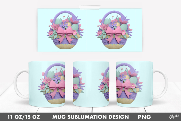 Easter Mug Sublimation Wrap, Spring Mug 11 OZ, 15 OZ