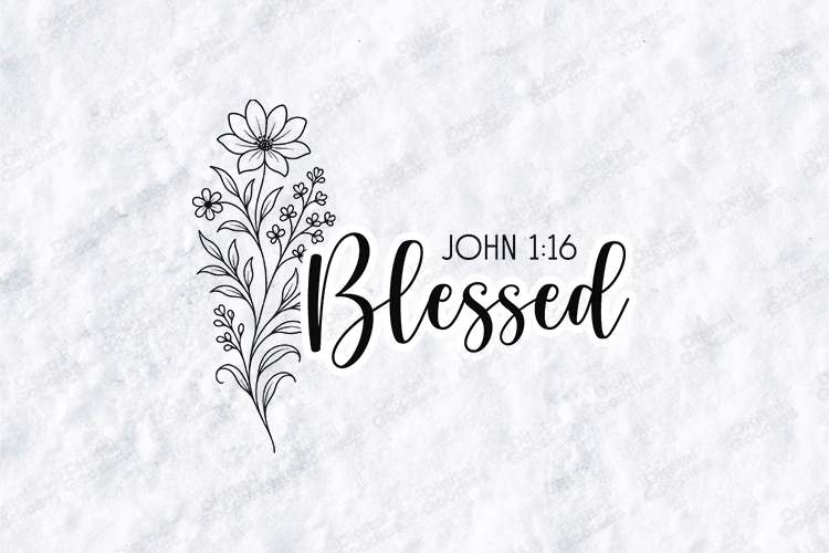 Blessed Floral Quote SVG Design Christian Art