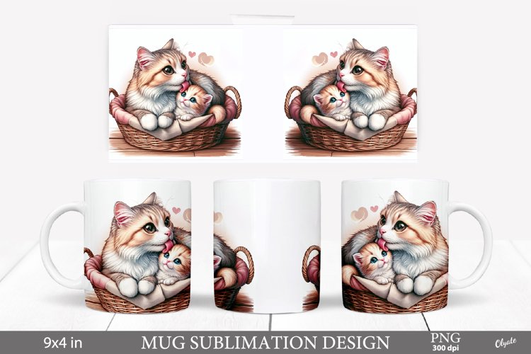 Mother Day Mug PNG. Mom and Baby Animal PNG. Mama Cat
