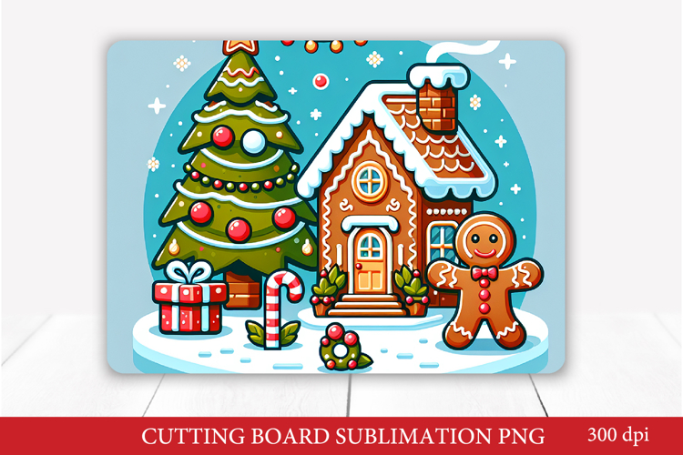 Gingerbread Christmas Cutting Board Sublimation PNG