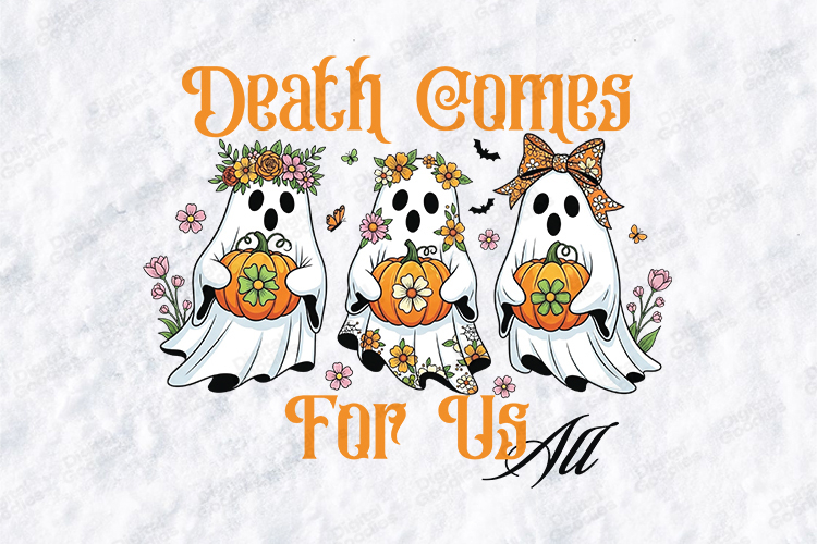 Death Comes For Us All SVG - Floral Ghost Halloween PNG Cut