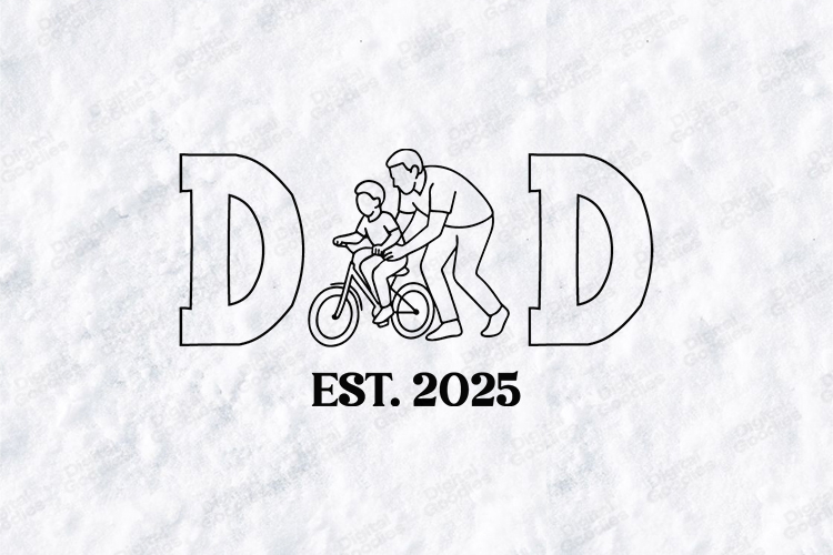 Dad Est 2025 SVG Father and Son Bicycle Sublimation Design