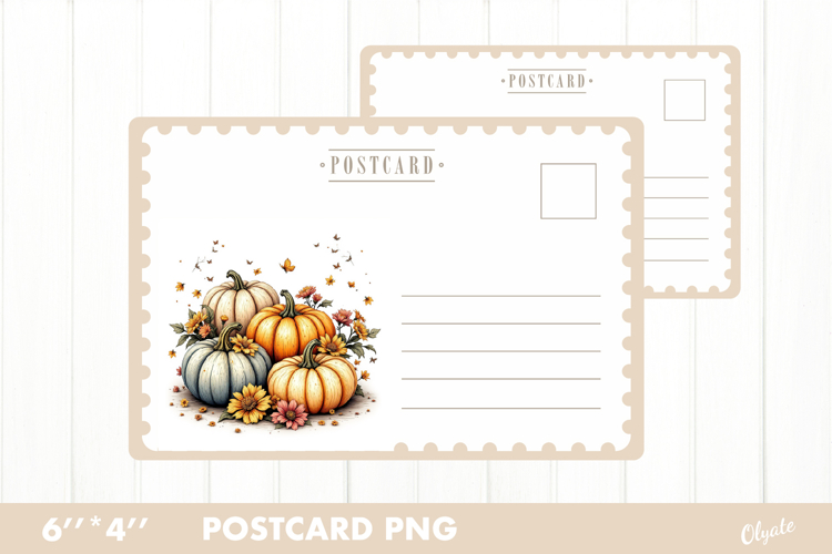 Halloween Card PNG. Vintage Pumpkin Postcard PNG