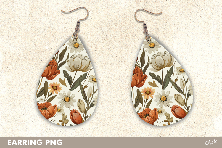 Earring Watercolor Sublimation. Easter Earrings Teardrop PNG