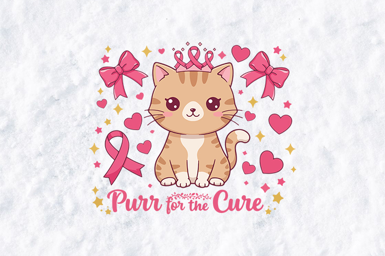 Purr For The Cure SVG - Breast Cancer Awerness