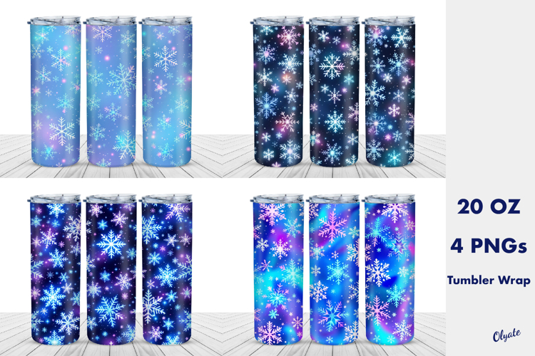 Snowflakes Tumbler Wrap PNG. 20 OZ Tumbler PNG