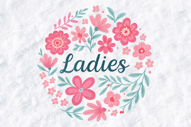 Ladies Boho Floral Wreath Pink JPG Digital Art Design