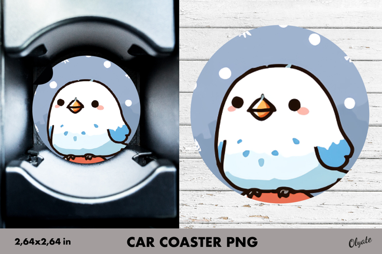 Christmas Cute Bird, Winter Car Coaster PNG