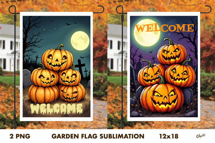 Pumpkin Monster Garden Flag PNG. Halloween Garden Flag PNG