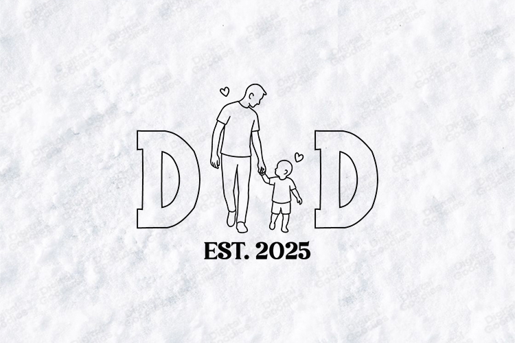 Dad Est 2025 SVG Father and Son Walking Sublimation Design
