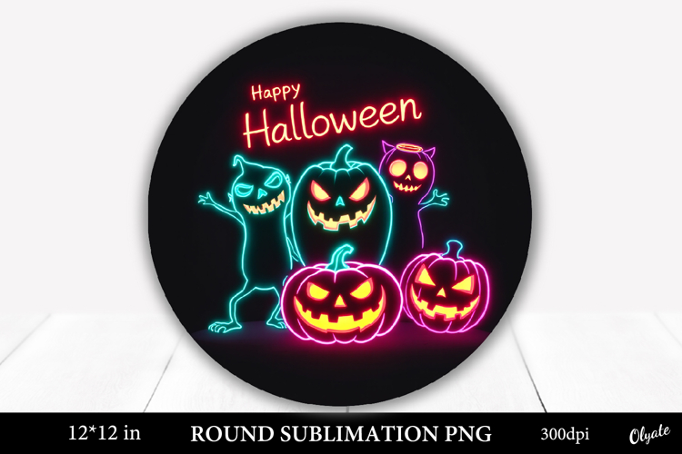 Happy Halloween Round Sign Sublimation PNG