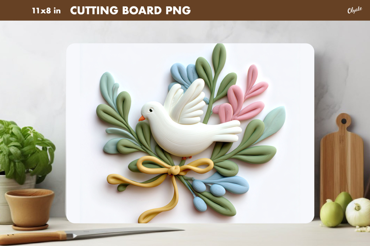 Easter Kitchen Cutting Board PNG, Easter Flower Bouquet