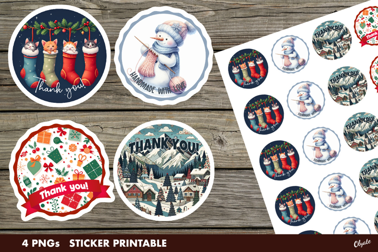 Thank You Stickers, Christmas Sticker, Printable Stickers