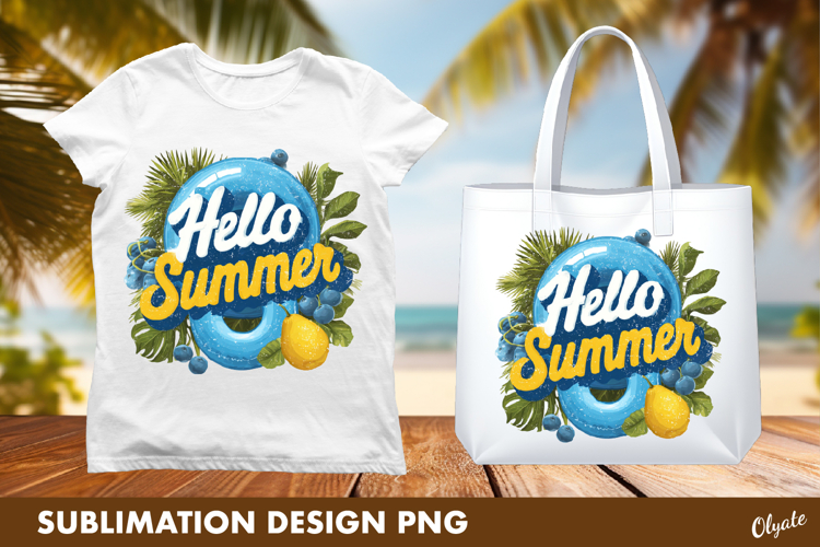 Hello Summer Sublimation, Tropical Beach Tshirt Design
