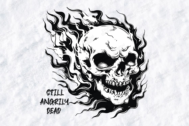 Still Angrily Dead SVG - Flaming Skull Halloween Horror PNG