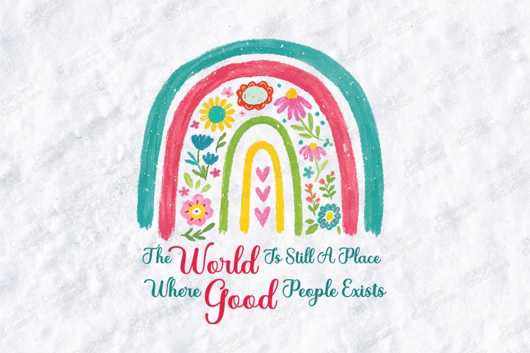 The World Is A Good Place Boho Rainbow JPG Digital Design