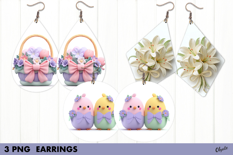 Easter Earrings Sublimation, Spring Earrings PNG
