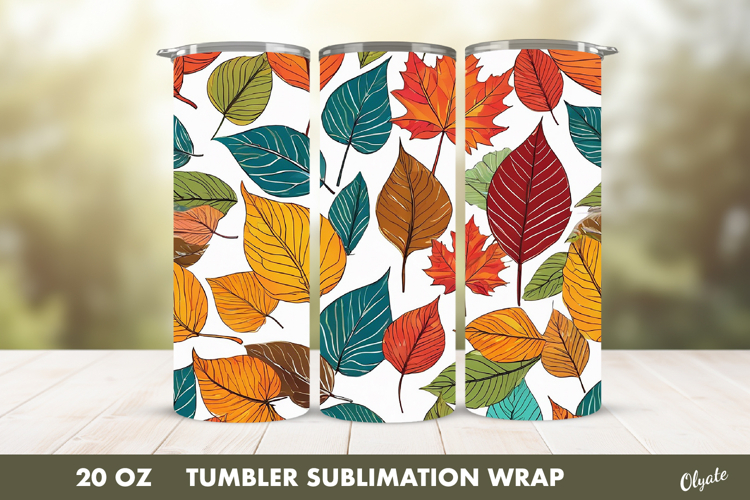 Fall Tumbler Sublimation. Autumn Leaves Tumbler