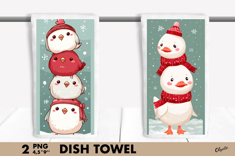 Funny Bird PNG, Christmas Bird Dish Towel Sublimation