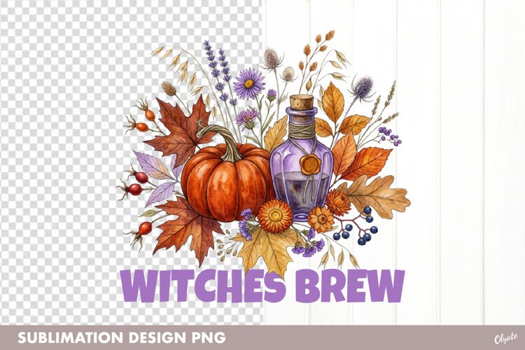 Witches Brew. Botanical Halloween Sublimation example image 1