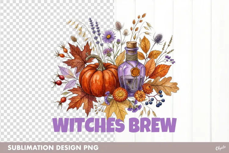 Witches Brew. Botanical Halloween Sublimation