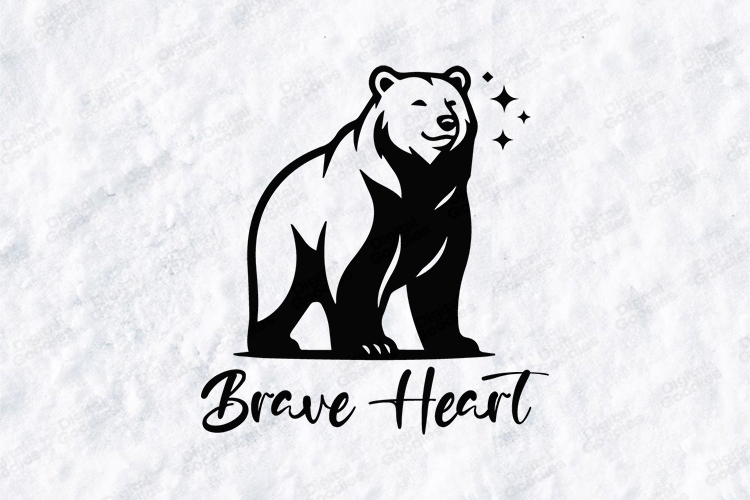Brave Heart Bear Cute Animal Motivation SVG PNG JPG