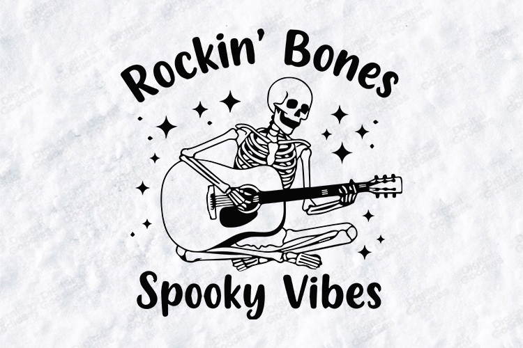 Rockin Bones SVG - Halloween Skeleton Guitarist Cut File