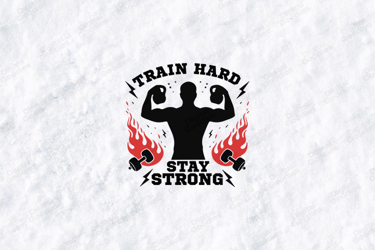 Train Hard Stay Strong Fitness Workout Motivational Design