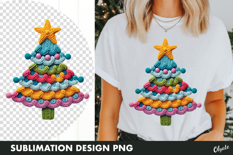 Knitting Christmas Tree Sublimation PNG. Christmas Tshirt