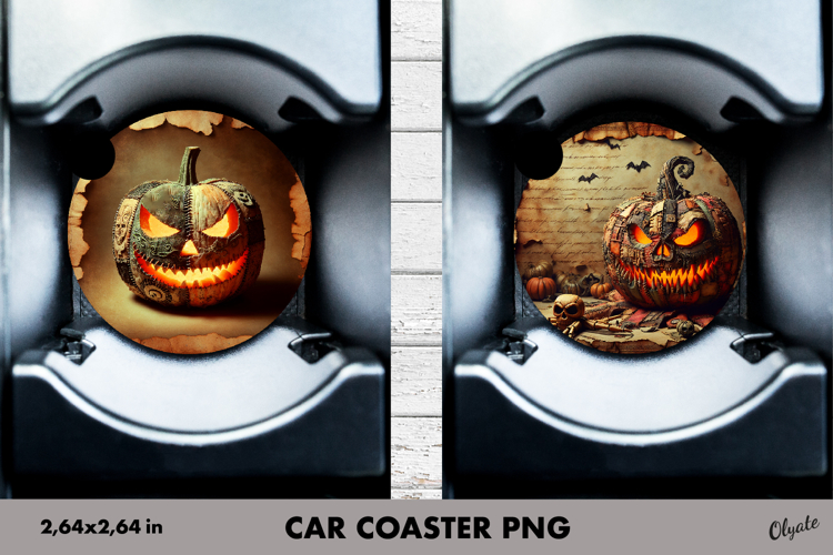 Pumpkin Car Coaster Sublimation. Halloween Car Coaster PNG