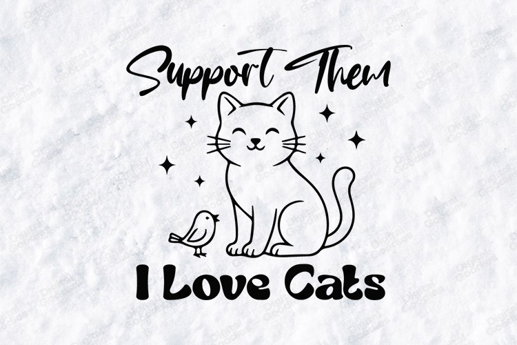 Support Them I Love Cats Cute Kitty SVG PNG JPG Bundle