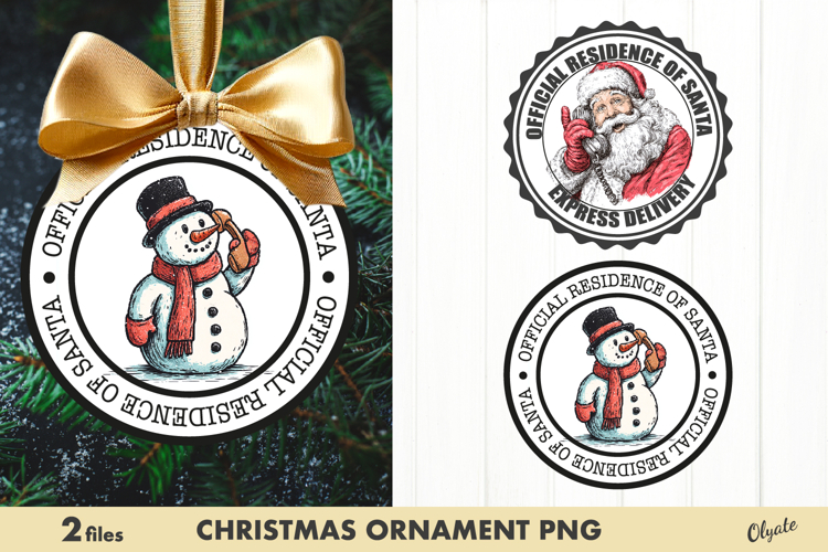 Christmas Post Stamp Ornament Sublimation PNG