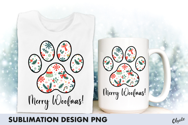 Merry Woofmas, Dog Christmas Sublimation PNG