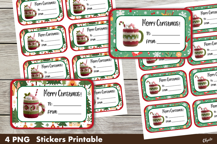 Christmas Gift Stickers PNG. Merry Christmas Stickers PNG