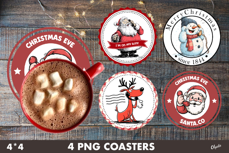 Christmas Stamp Coaster, Post Stamp Christmas Coaster PNG