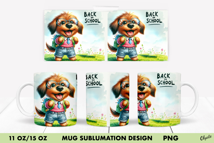 Cute Dog, Back to School Mug Sublimation, 11 OZ, 15 OZ