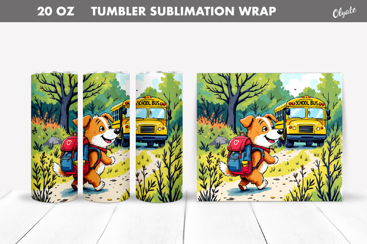 Cheerful Dog go to School. Back to School Tumbler