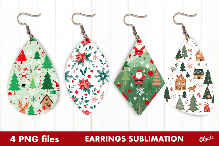 Christmas Earring Sublimation. Xmas Earring PNG