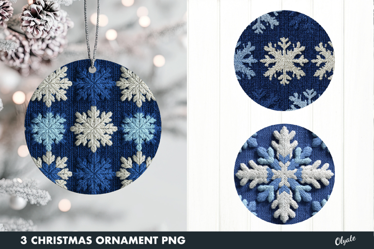 Crochet Blue Ornament Sublimation PNG