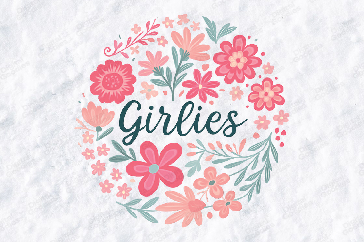Girlies Boho Floral Wreath Pink JPG Digital Art Design