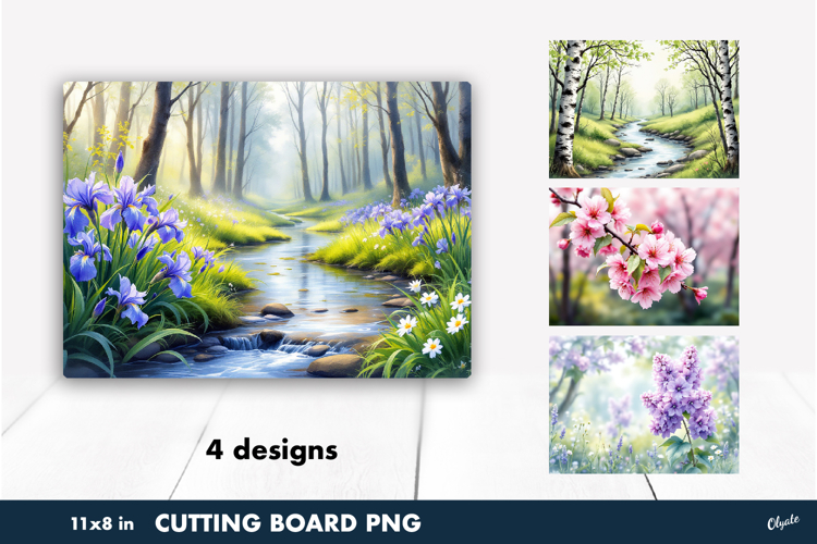 Spring Landscape Cutting Board PNG