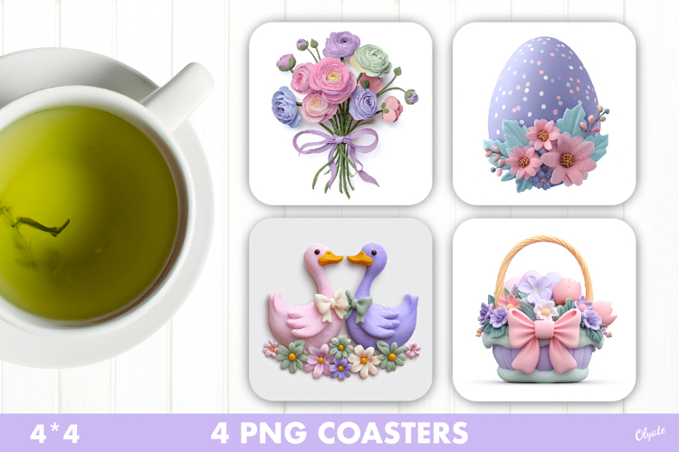 Easter Coaster PNG, Easter Sublimation Design PNG